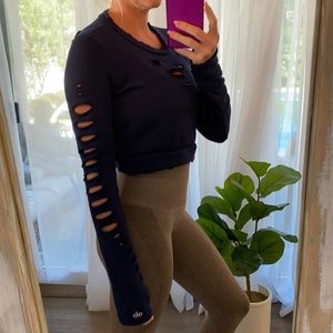ALO crop Sweatshirt Navy Blue